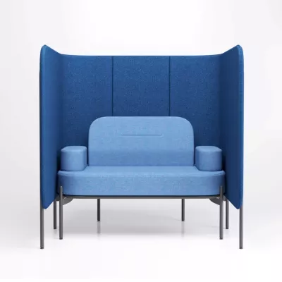 Sessel, Hoher Rücken, Sessel mit Seitentunneln, blau, Gehäuse aus Metall