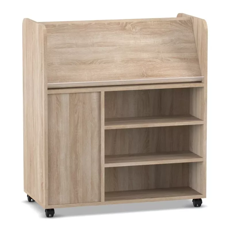 Holzregal, Rollregal, Stauraum, Klappdeckel, Rollwagen