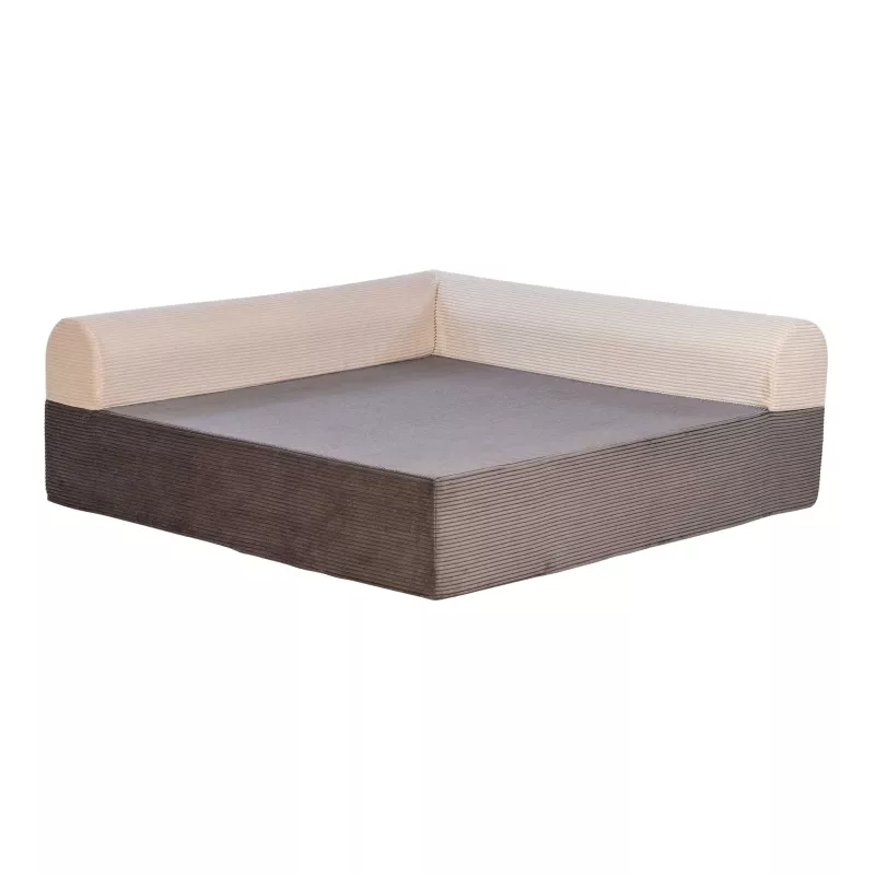 Sofa, Ecksofa, Stoffbezug, Beige, Grau