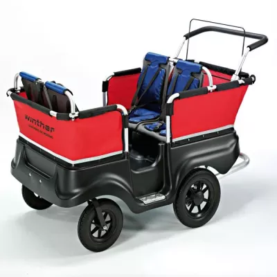 Kinderwagen, Fußsitz, Vier-Personen-Tassung, Rot, Schiebegriffe