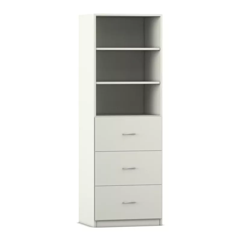 Schrank, Hängevitrine, Regal mit Schubladen, Weißer Schrank, Hänge- und Stauraum