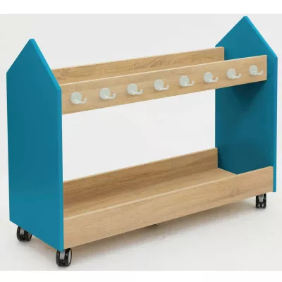 Pädagogische Werkbank, Holzwerkbank, Hakenleiste, Kindermöbel, Rollwagen
