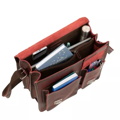 handtasche, leder, braun, organizer, innenraum