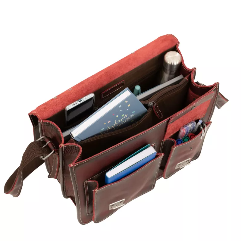 handtasche, leder, braun, organizer, innenraum