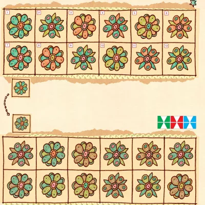 blume, floral, muster, aufnäher, fliese