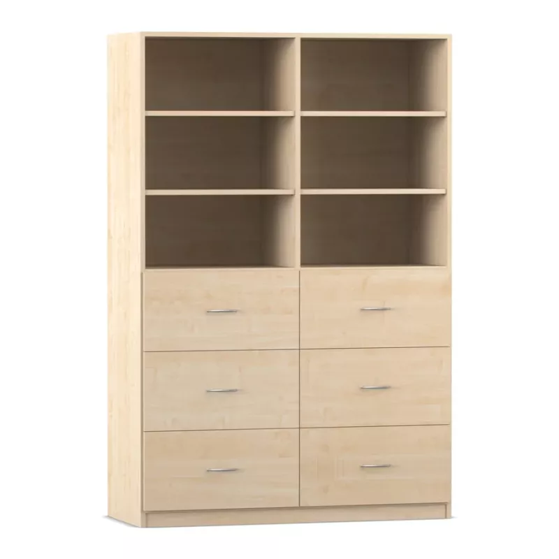 Regal, Schrank, Vitrine, 4 Schubladen, Holzoptik
