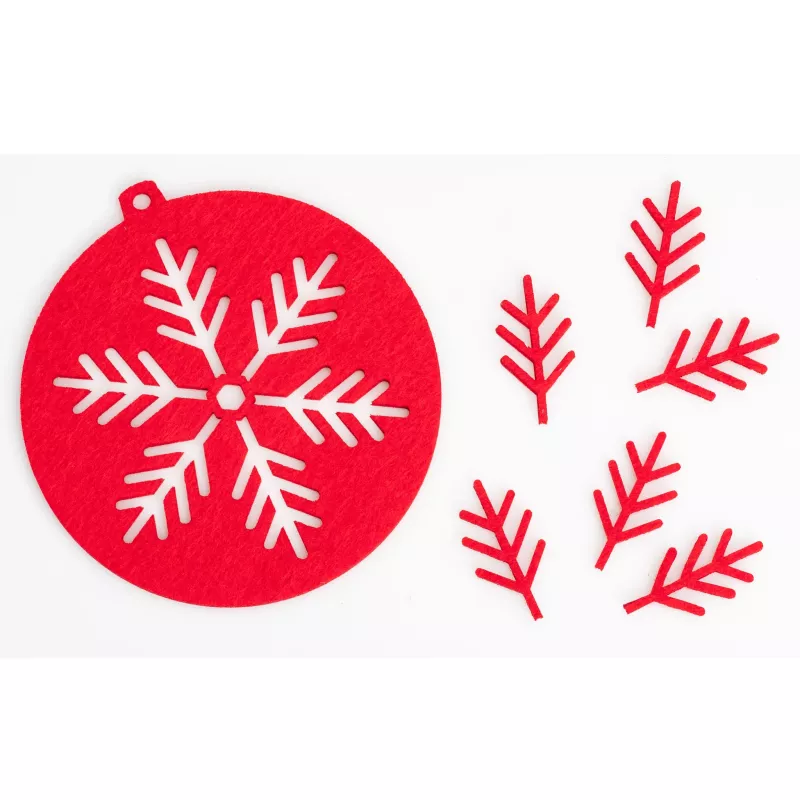 weihnachtskugel, filz, rote farbe, schneeflocke, deko-item