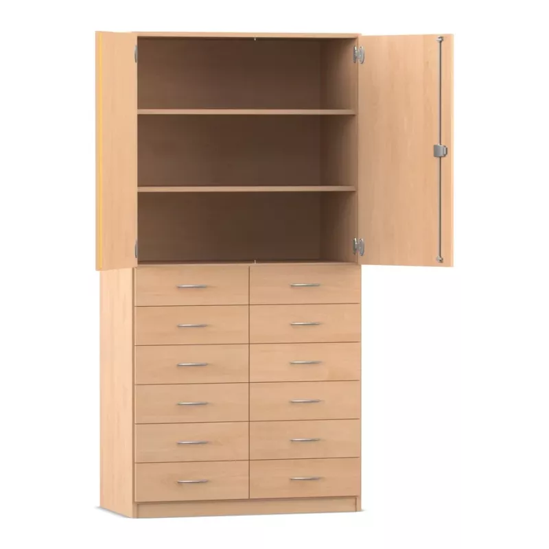 Kleiderschrank, Schrank, Schubladen, Holzlook, Doppelte Türen