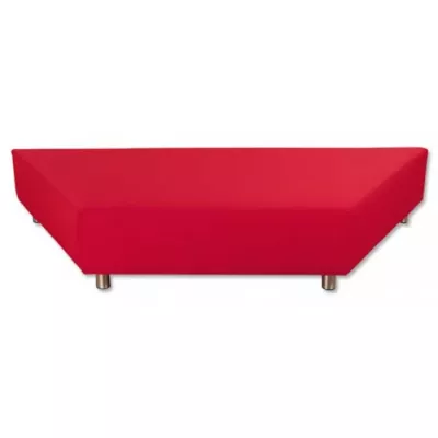 Sofa, Roter Bezug, Ecksofa, Beine Metall, Kastenform