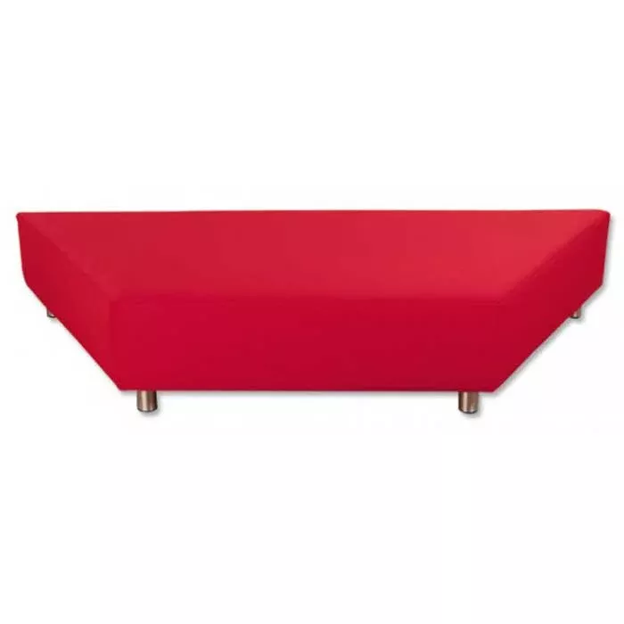 Sofa, Roter Bezug, Ecksofa, Beine Metall, Kastenform