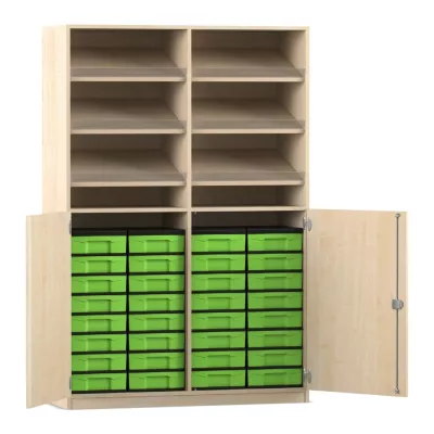 Flexeo® Schrank mit Schrägablagen und Mittelwand, 190 x 126,4 cm