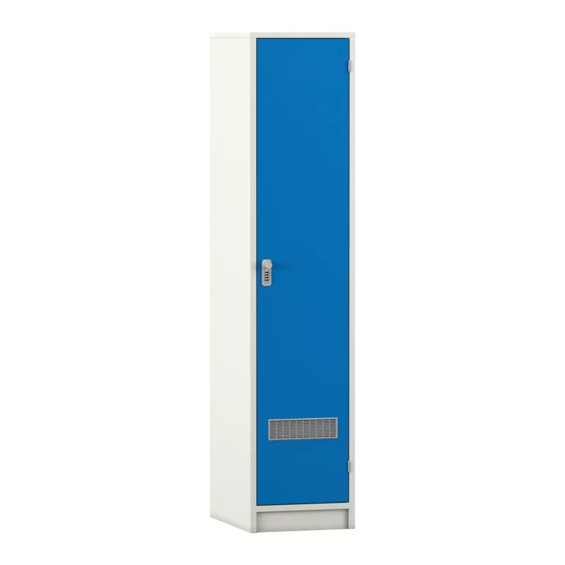 Schließfach, Spind, Büromöbel, Blaue Tür, Metallventilator