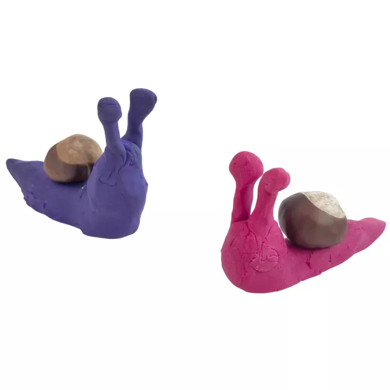 Schneckenfigur, Knetfigur, Schnecke, Modelliermasse, Farbig