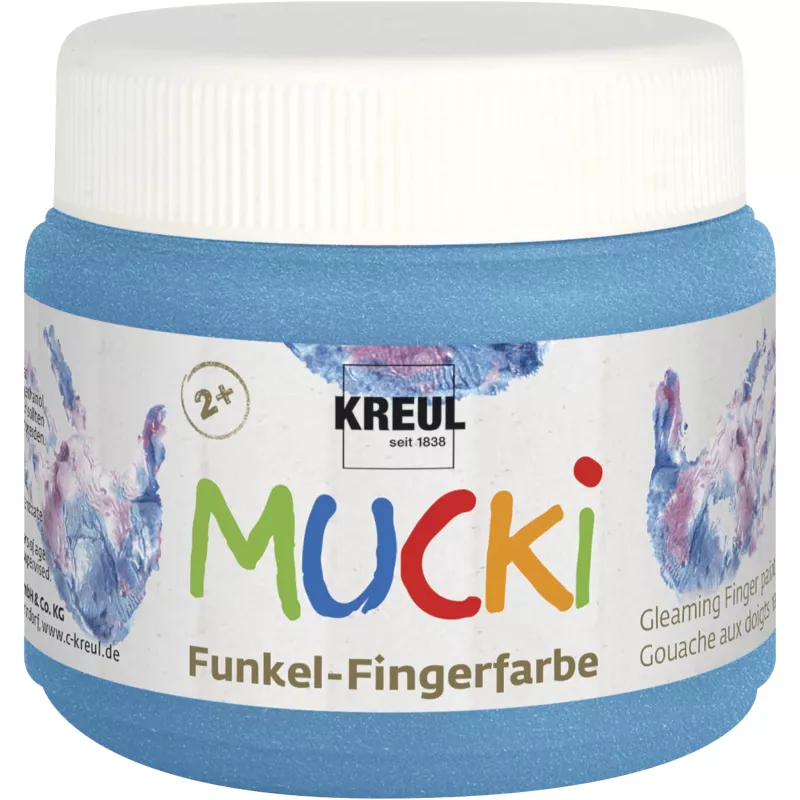 Gouache, Fingerfarbe, Blau, Glitzer, Kreul