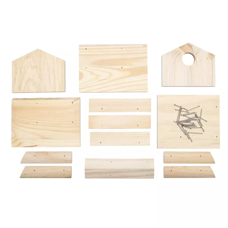 holzboard, holzbausatz, holzplättchen, schrauben, holzstücke