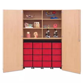 Garagenschrank mit Mittelwand, 190 x 126,4 cm, mit 6 Böden, 4 Rollcontainern und 16 Boxen