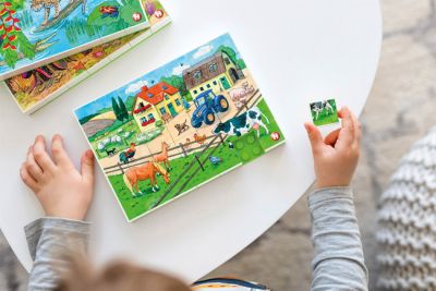 puzzle, jigsaw, farm, tractor, animals