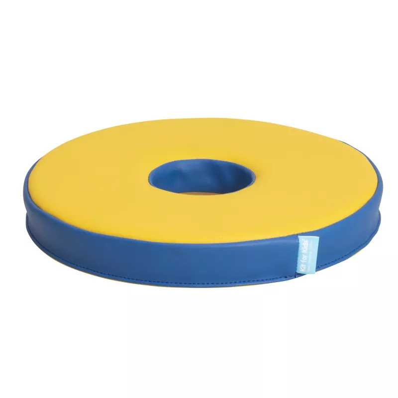 kyno, noodle, inflatable, round cushion, yellow-blue