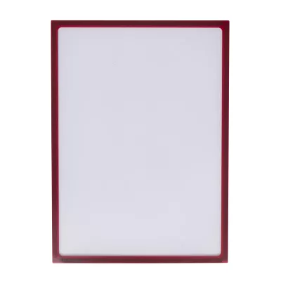 LED-Panel, A4 display, red frame, glossy surface, railing-free white board
