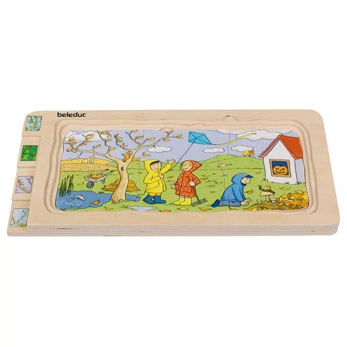 Puzzlespiel, Holzpuzzle, Herbstszene, Kinderpuzzle, Lernspielzeug