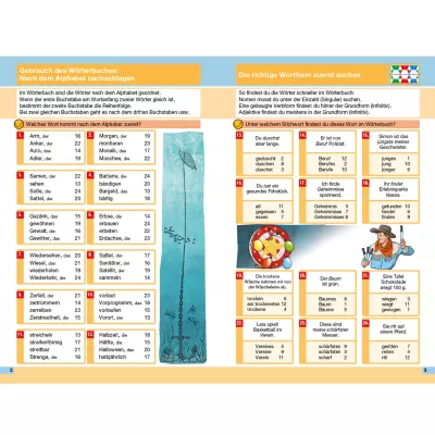 Wörterbuch, Bildschirmseite, Wortlisten, Wortformen, Wortarten