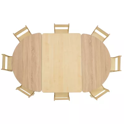 Esstisch, Holztisch, Rundtisch, Ausziehbar, Birke