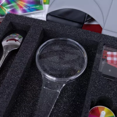 glasdeckel, kleine verpackung, transparenter schaufel, schaumverpackung, zubehörbox