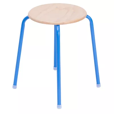 Stuhl, Hocker, Holzplatte, Blau, Metallbeine