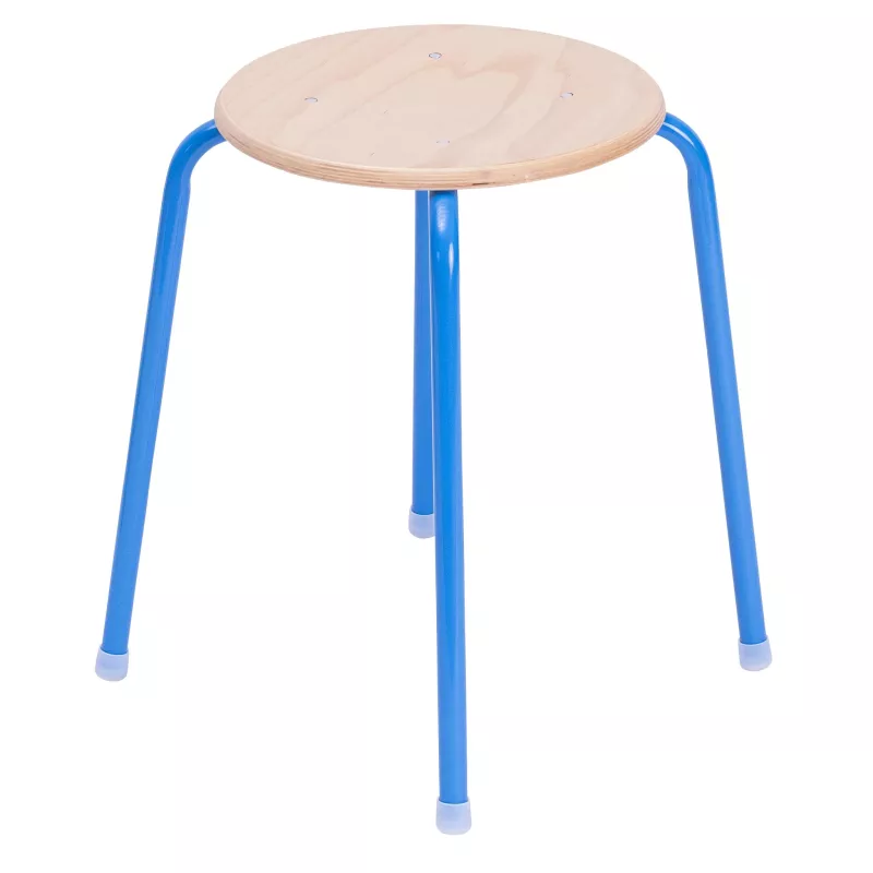 Stuhl, Hocker, Holzplatte, Blau, Metallbeine