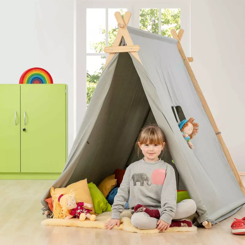 Kinderzelt, Spielzelt, Tipi, Holzgestell, Kinderzimmer