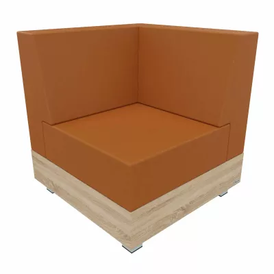 Ecksitze, orange Bezugsstoff, gepolsterte Stuhl, Holzbase, modulare Couch