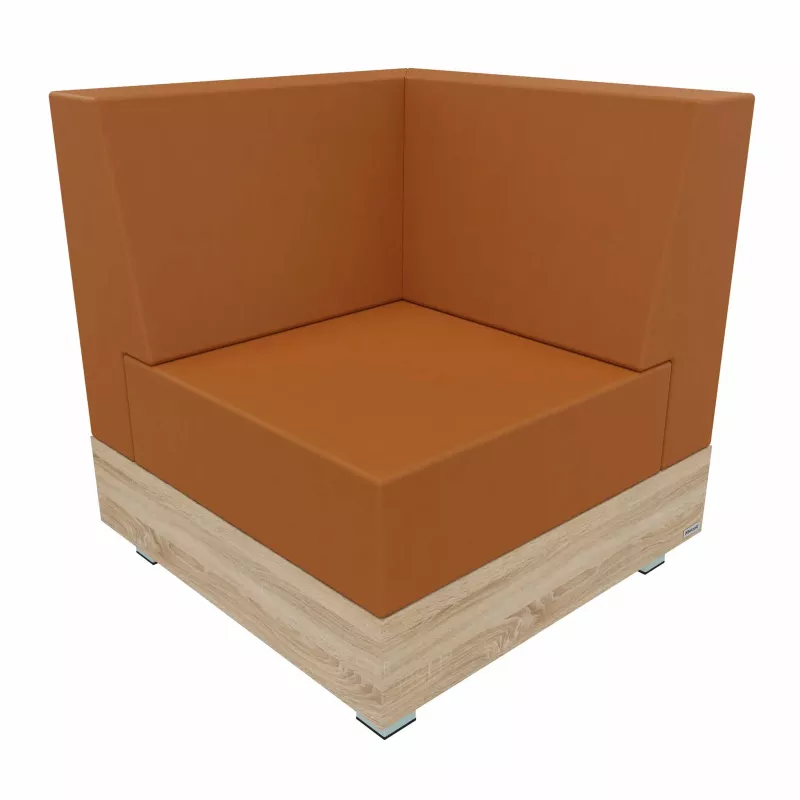 Ecksitze, orange Bezugsstoff, gepolsterte Stuhl, Holzbase, modulare Couch