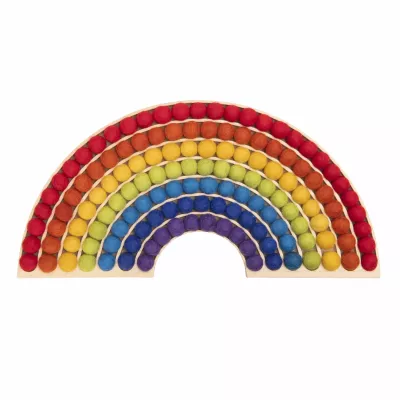 (Regenbogen) Rainbow, Bogenform Rainbow, Filzkugeln, Holzgrundlage, Bildungsspielzeug