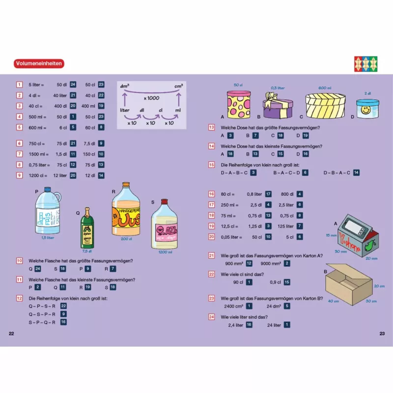 Volumen, Lerneinheit, Mathematik, Flaschen, Karton