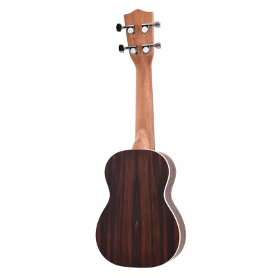 Ukulele, Hollow body, Wood grain, Brown, Back view