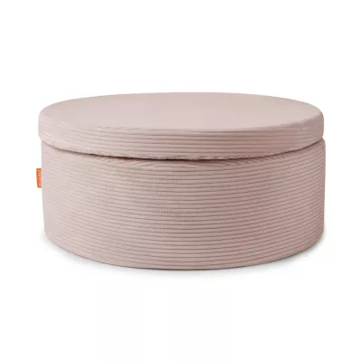 hocker, runder pouf, staubfreier minky, rosa velvet, runde sitsack