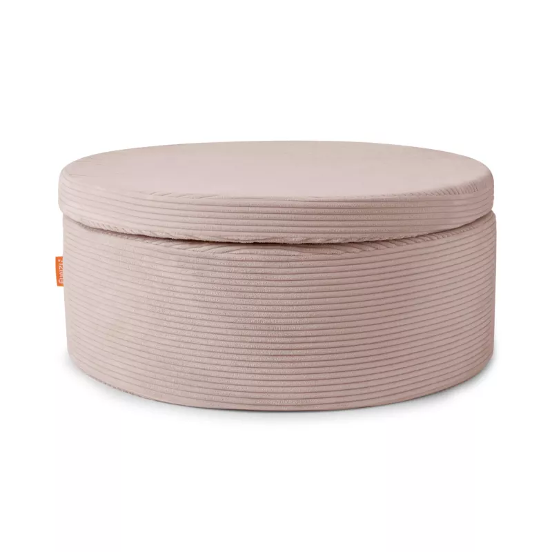 hocker, runder pouf, staubfreier minky, rosa velvet, runde sitsack