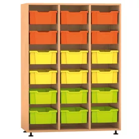 Mittelhohes Regal, 143,9 x 108,5 x 48 cm, mit 18 Boxen
