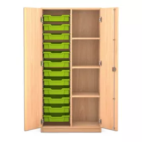 Mittelhoher Schrank, 143,9 x 73,1 x 50 cm, mit 12 Boxen links und 3 Böden