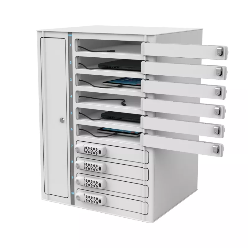 Laptopablage, Verticales Ladestation, Mobiler Regal, 12-Slot Regal, Tech Lagerung