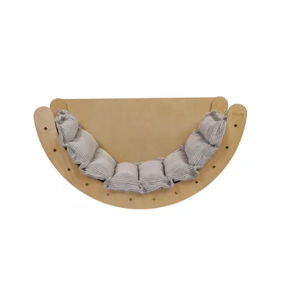 hammock, holz, gekrümmt, kissen, grau