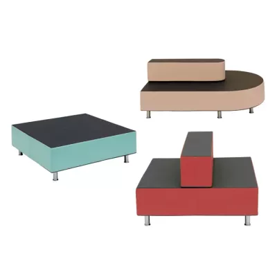 Modulare Couch, Sitzgruppe, Farbblock, Polsterhocker, Plattformbasis