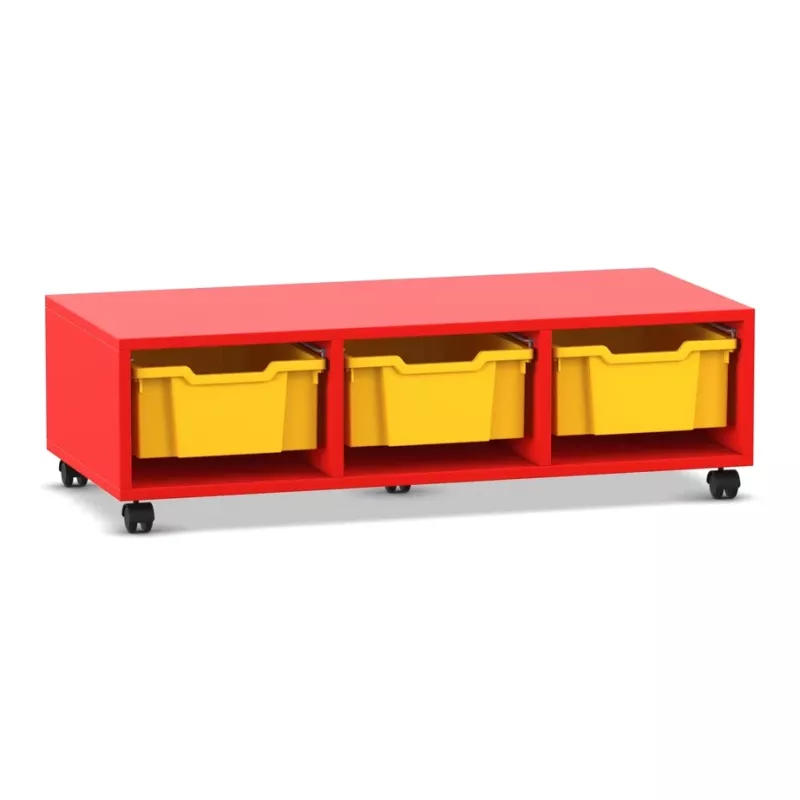 rega red storage, mobile storage, yellow bins, three-bin unit, under-n shelf